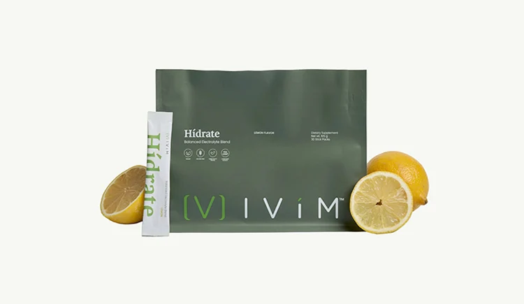Ivim electrolyte pouch with a stick pack and lemons